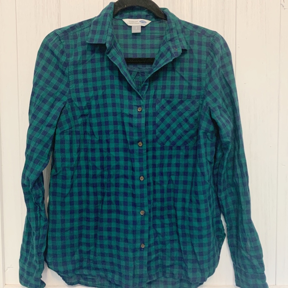 blue& green old navy flannel